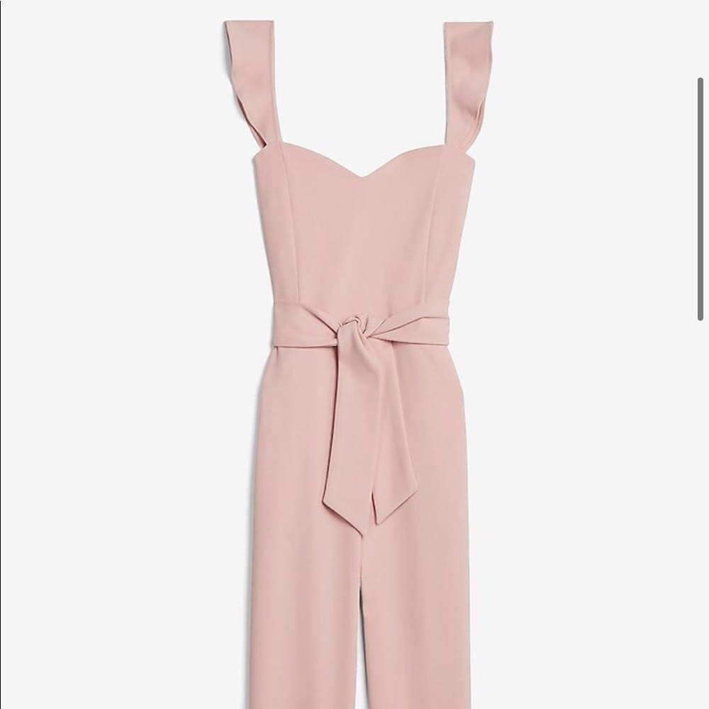 Express Ruffle Strap Sweetheart Jumpsuit - Blush